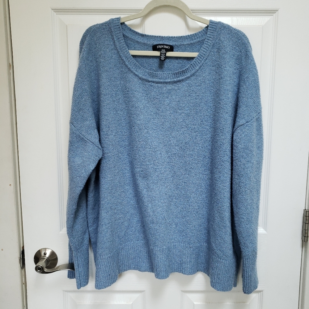 Ellen Tracy Bluebell Soft Round Neck Pullover Long Sleeve Sweater